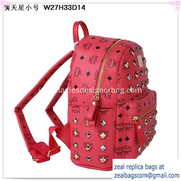 High Quality Replica MCM Stark Studded Small Backpack MC2089S Light Red - Click Image to Close